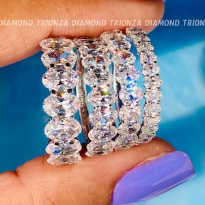 Oval Cut Lab Grown Diamond Wedding Band, Half Eternity Oval Band, Anniversary Ring, DE/VS Lab Created Diamonds, Oval Stackable Band For Her