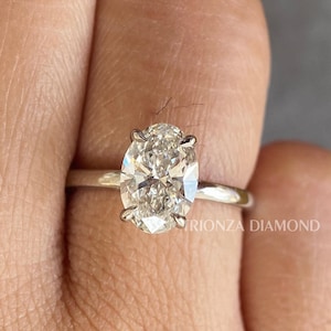 Oval 1.75 CT Oval Cut D/VVS2 IGI Certified Lab Grown Diamond Solitaire Engagement Ring 14k Gold Ring For Her, Lab Diamond Ring For Her