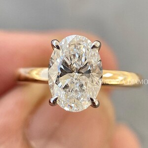2 CT Oval Cut Two-toned IGI Certified D/VVS2 Engagement Ring, Lab Created Diamond Wedding Ring, Lab Created Diamond Ring, 14k Yellow Gold