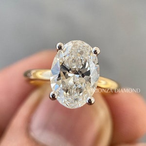 3 CT Oval Cut Engagement Ring, Oval Cut E/VVS2 IGI Certified Lab Grown Diamond Ring, Engagement Ring For Her, Anniversary Ring Gift For Wife