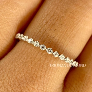 1.50 MM Lab Diamond Bubble Band /14k Solid White Gold Eternity Band/ Stackable Ring/ Wedding Band/ CVD Diamond Eternity Band/Best Mom Ever