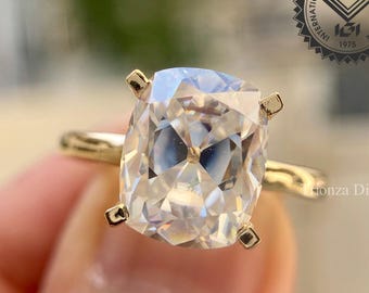 3CT Old Mine Cushion Cut IGI Certified Lab Grown Diamond Ring, E VVS2 Solitaire Engagement Ring With Diamond Prong Setting Wedding Ring