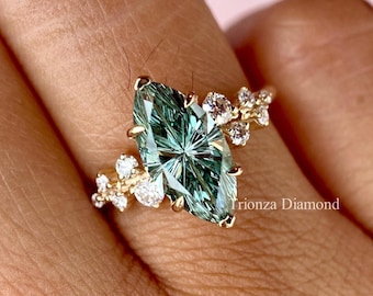 Unique Sparkle Cut 2 CT Marquise Cut Engagement Ring Lab Grown Diamond IGI Certified Marquise Cut Wedding Ring, Firework Marquise Cut Ring