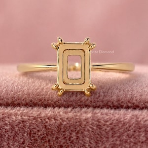 Customizable Shape Size Ring Setting 2 Claw Setting Ring 10K 14K 18K Solid Gold Ring Empty Setting Custom Semi Mount Ring Setting Base Mount