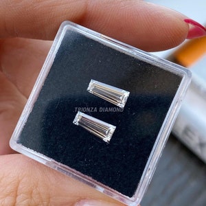0.85 Karat Tapered Baguette Paar Labor gewachsener Diamant, handgemachter konischer Baguette Paar Lab Diamant für Ring, F -VS1 Klarheit Paar Cvd Diamant