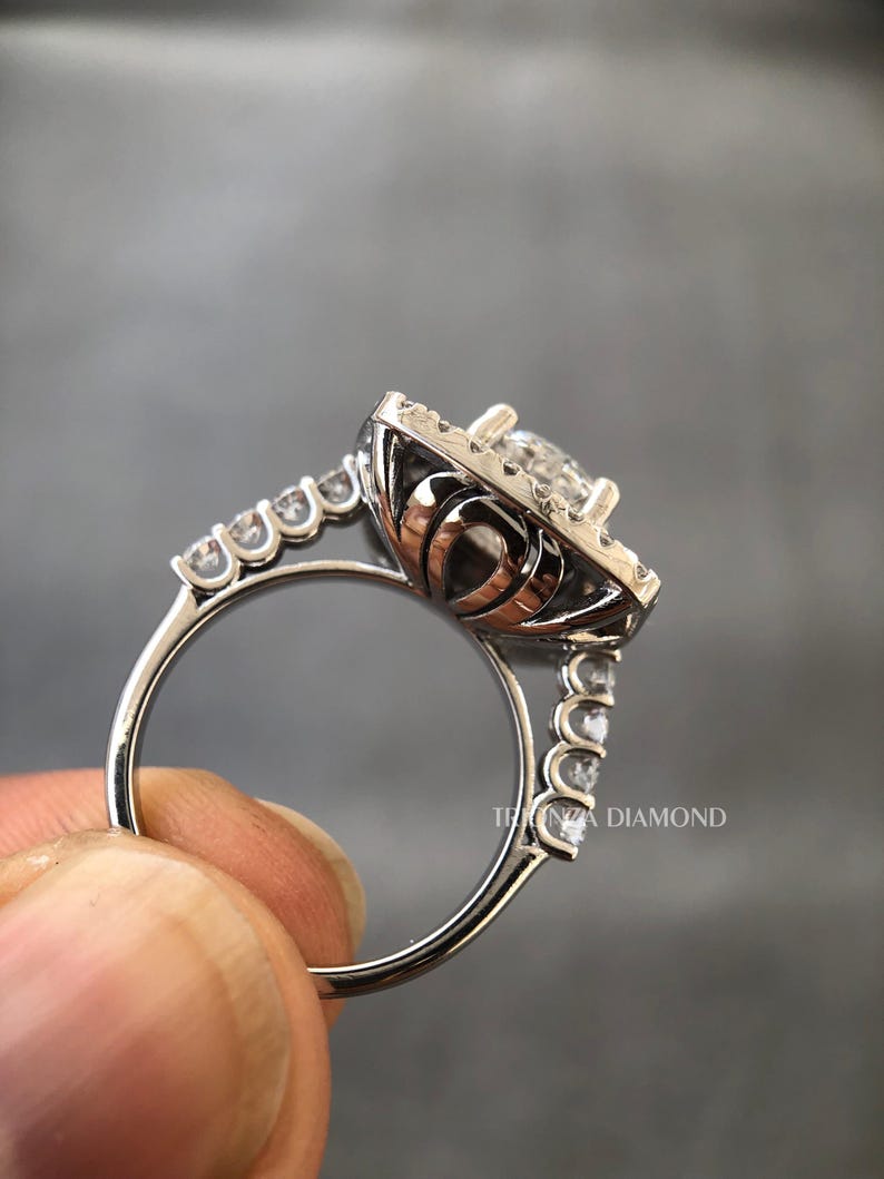 High Setting Rings Round 1.50 Ct Round Double Halo Setting Ring, F/VS1 IGI Certified Lab Grown ...