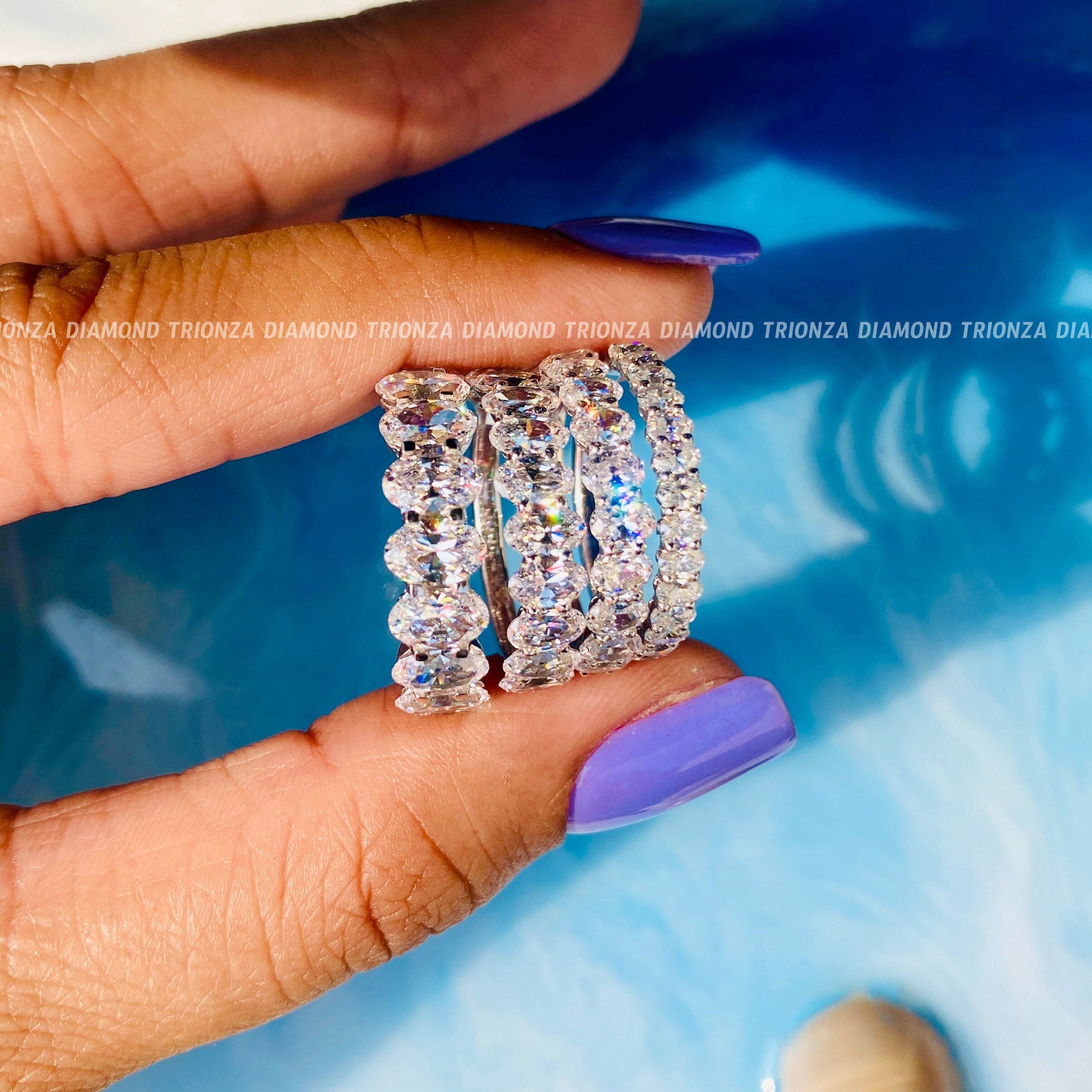 Oval Cut Lab Grown Diamond Wedding Band, Half Eternity Oval Band, Anniversary Ring, DE/VS Lab Created Diamonds, Oval Stackable Band For Her