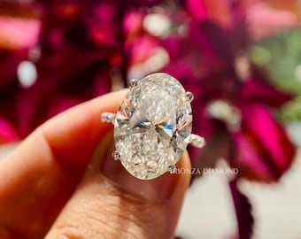 10 CT Oval Lab Grown IGI Certified Diamond Ring, Oval Cut Diamond Anniversary Ring For Her, F/VS1 Oval Lab Created Diamond Wedding Ring