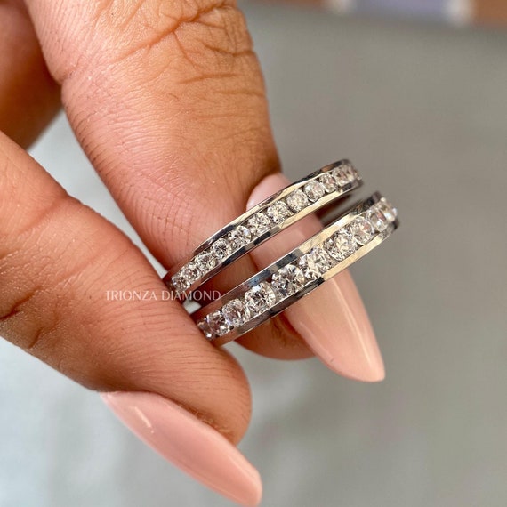 1.80/3.0 MM Round Eco Friendly Diamond Stackable Band, IGI Lab Grown Round Cut Diamond Channel Set Band,14K Gold CVD Diamond Wedding Band
