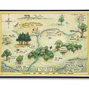 Winnie The Pooh Karte, 100 Morgen Holz druckbare Karte, Winnie Pooh-Babyparty-Kulisse, klassisches Pooh, Hundert Morgen Holz-Kinderzimmer-Druck, Kinder