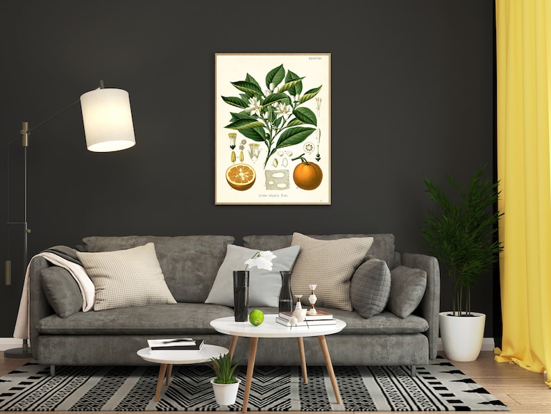 vintage orange print in room