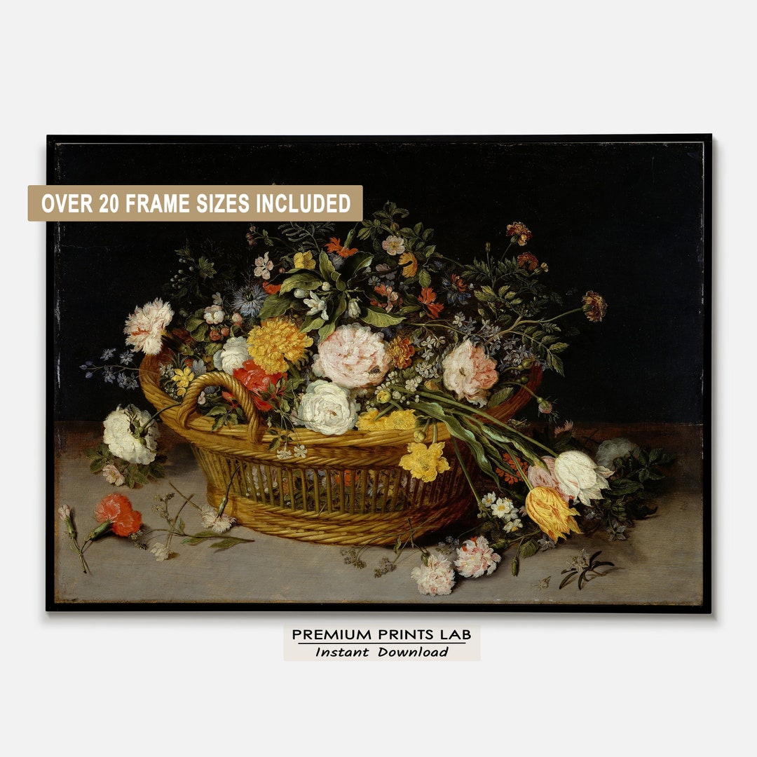 Moody Flower Still Life Painting, Dark Floral Oil Painting, Vintage ...
