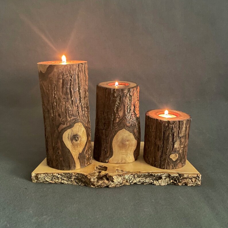 Handcrafted Buckeye Wood Log Candle Holder Etsy