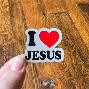 Pegatina brillante "Me encanta Jesús"