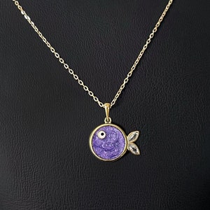 Purple Enamel Fish Silver Necklace, Purple Fish Necklace, Fish Lover Jewelry, Tiny Fish Pendant, 925K Silver Animal Pendant