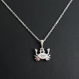Sterling Silver Crab Necklace, Minimalist Crab Necklace, Crab Pendant, Cancer Zodiac Sign Pendant, Animal Necklace, crab jewelry gift