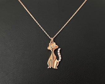 925 Sterlingsilber-Katzen-Anhänger-Halskette: Eleganter Tierschmuck