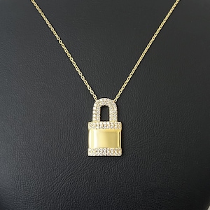 Lock Silver Necklace, Padlock Necklace, Locked Key Pendant, 925K Sterling Silver Necklace, Key Jewelry, Christmas Gifts for women