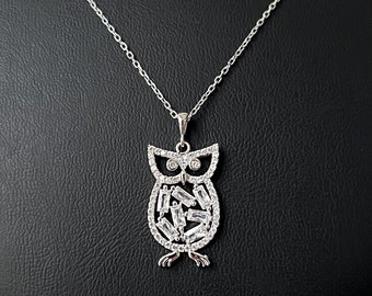 Owl Pendant: 925 Sterling Silver Bird Necklace