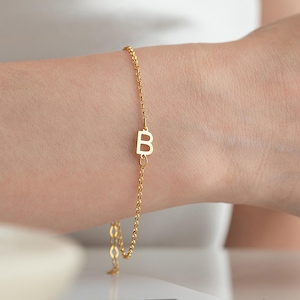 925K Sterling Silver Initial Bracelet: Personalized Letter Jewelry