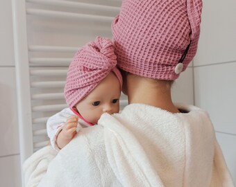 Turban towel hair towel waffle piqué wellness - also for dolls