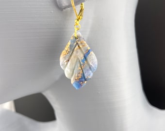 Polymer clay earrings | Blue and gold earrings | Handmade earrings