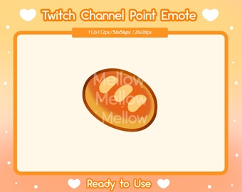 Ponto de canal de pão para Twitch, Pão fofo, Twitch Redeem, Ícone de pão, Kawaii