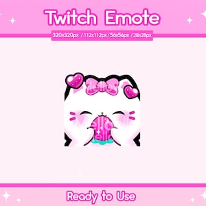 Cat Snack Emote | Cat Emote | Strawberry Emote | Twitch | Discord | Youtube | Kawaii | Kitty | Neko