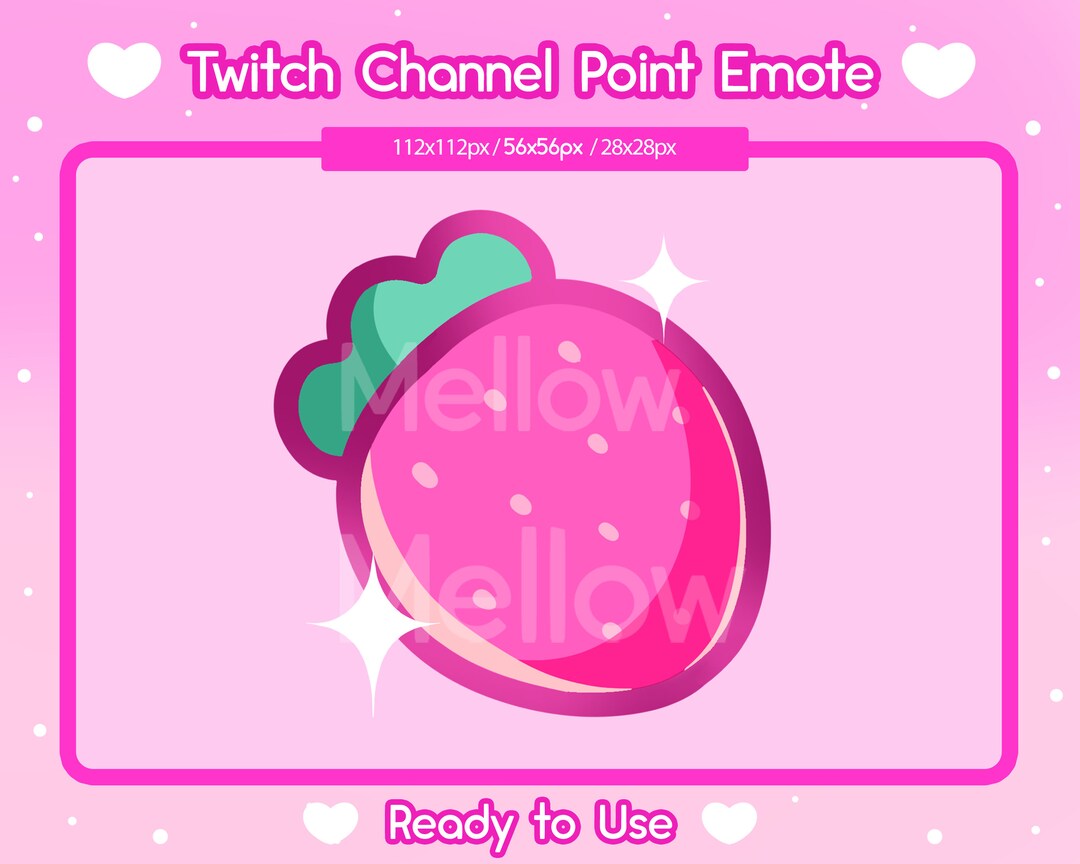Kawaii Strawberry Twitch Emote | Channel Point Icon (digital Download ...