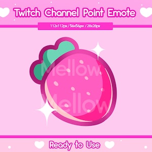 Strawberry Channel Point Emote for Twitch | Twitch Icon | Strawberry Redeem Point | Kawaii Pink Strawberry