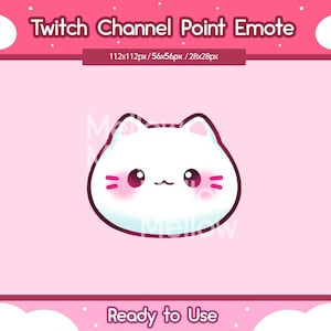 Cat Channel Point Emote for Twitch | Kawaii Kitty | Neko | Emote | Youtube | White Cat