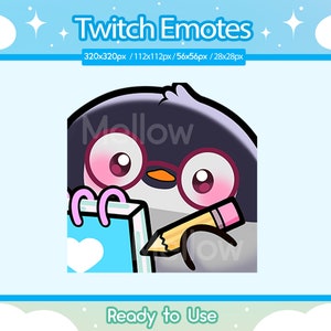 Penguin Emote for Twitch | Kawaii Notes | Penguin Notes Emote | Youtube | Discord | Cute Icon