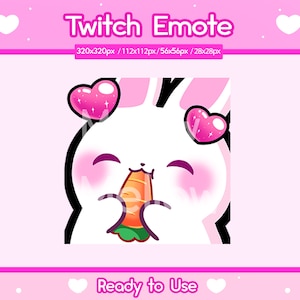 Twitch Bunny Emote, Kawaii Snack Bunny, Cute Rabbit, Carrot Bunny, Discord