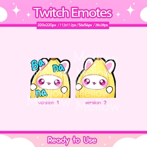 Bunny Emote for Twitch, Banana Rabbit Emote, Kawaii White Bunny | Stream Icon