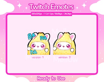 Bunny Emote for Twitch, Banana Rabbit Emote, Kawaii White Bunny | Stream Icon