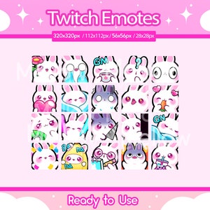 20 Pack Bunny Emotes for Twitch | Bunny Emotes | Cute Bunny | Youtube | Discord Emotes | Twitch Icons | Kawaii