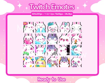 20 Pack Bunny Emotes for Twitch | Bunny Emotes | Cute Bunny | Youtube | Discord Emotes | Twitch Icons | Kawaii