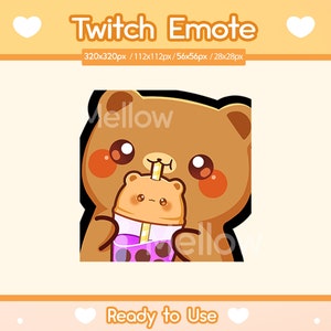 Boba Emote for Twitch | Cute Boba Emote | Brown Bear Emote | Twitch Emotes | Twitch Streamer | Cute Bear