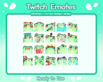 20 Kawaii Frog emotes | Emotes | Twitch | Discord | Youtube | Cute Frog | Frog Emotes