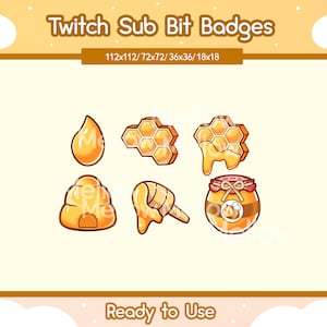 Honey Bee Twitch Badges | Twitch Discord Badges | Twitch Graphics | Honey Emotes |