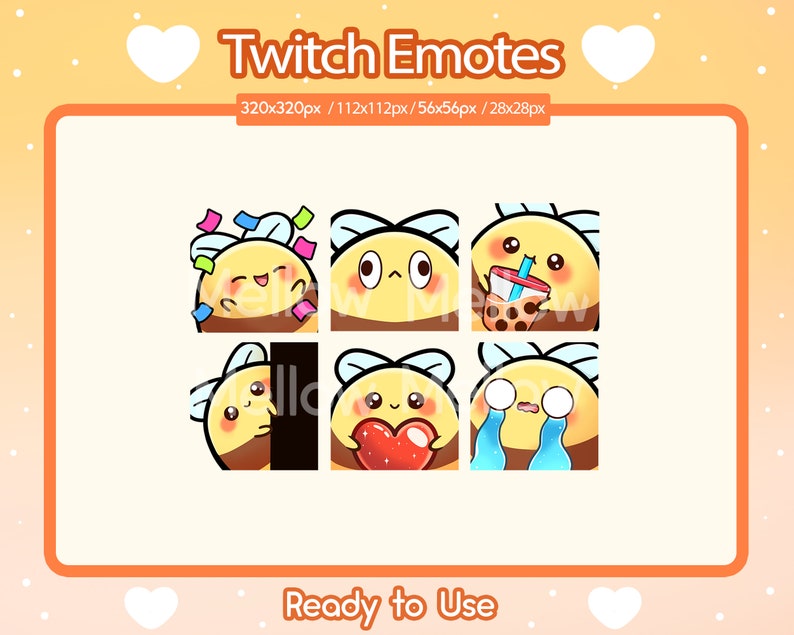 Kawaii Bee Emotes for Twitch Bee Boba Honey Bee Cottage Core Cute