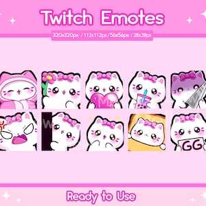 Twitch Cat Emotes | Kawaii Twitch Emote | Cute | Discord | 10 pack emotes