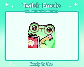Emote de rana kawaii para Twitch, notas de rana, descarga de rana, emoticones de YouTube, Discord