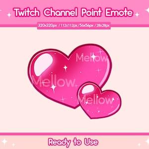 Twitch Pink Heart Channel Point Emote | Kawaii | Cute | Emote