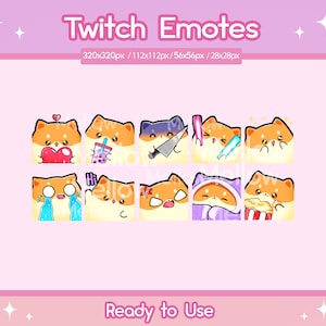 Twitch Shiba Dog Emotes, Discord Emotes, Kawaii Shiba Inu, 10 Pack Emotes, Custom Icons, Stream Setup