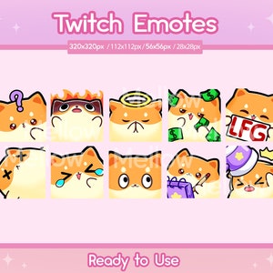 Twitch Shiba Dog Emotes | Twitch | Discord | Kawaii Emotes | 10 pack