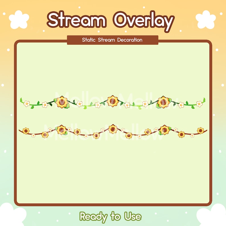 Sunflower Stream Decoration, Twitch Overlay, Cottagecore Kawaii ...