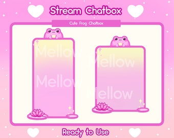 Frog Chat Box for Twitch, Custom Stream Overlay, Cute Aesthetic, Stream Setup, Vtuber Just Chatting Scene, Froggy, Kawaii, Pink Chatbox