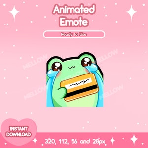 Emote grenouille animée, carte magnétique magnétique Twitch, émoticônes en pleurs, émoticône grenouille Twitch, téléchargement immédiat, Discord, YouTube