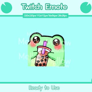 Frog Boba Emote |Twitch and Discord Cute Frog Chibi Emote Cartoon | Hydrate | Funny Kawaii Froggy